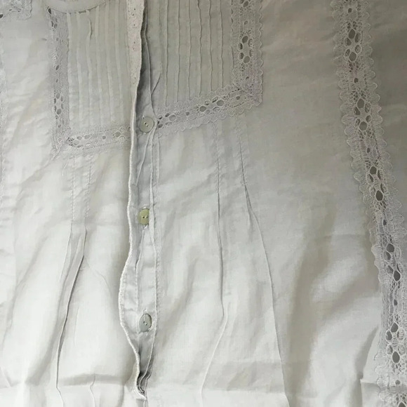 KY CREATION Lace Trim 100 % Cotton Blouse Light Grey | UK 10-12 (T2) - Picture 8 of 15